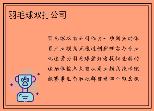 羽毛球双打公司